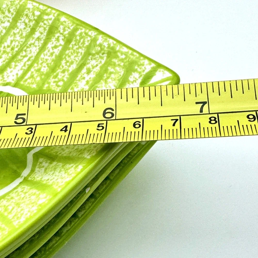 Plates Leaf Appetizer Ware Ceramic Green Yellow‎ Botanical Small Dishes 8 piece